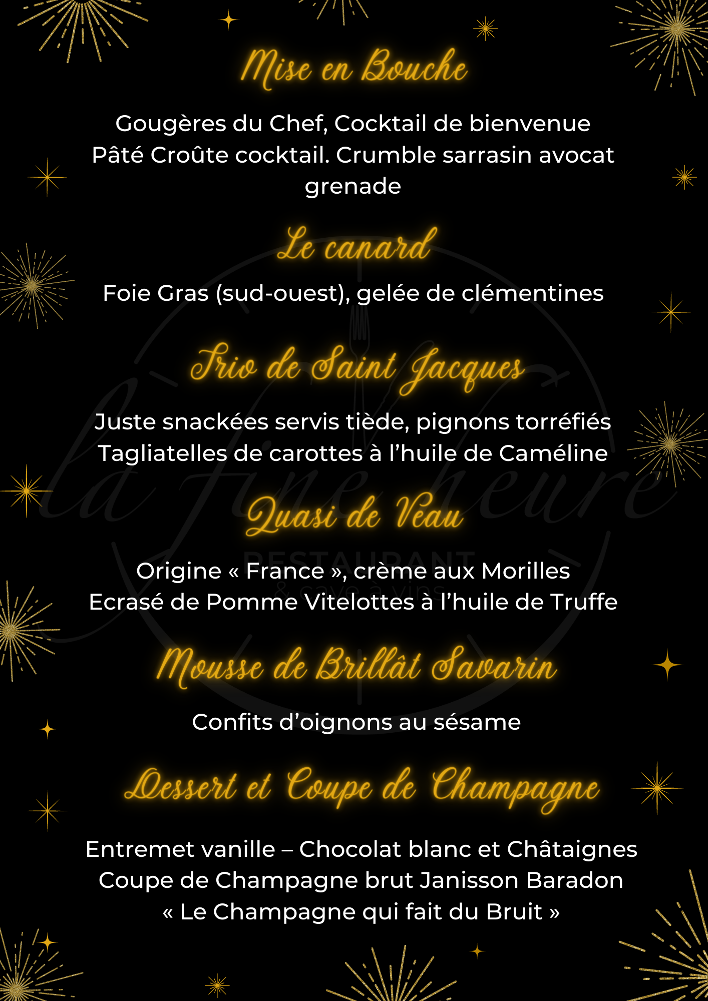 Menu Saint sylvestre